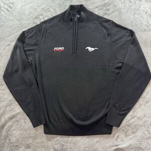 Ford Performance Mustang 1/4 Zip Jacket Mens Large Black Pullover Racing Sweater